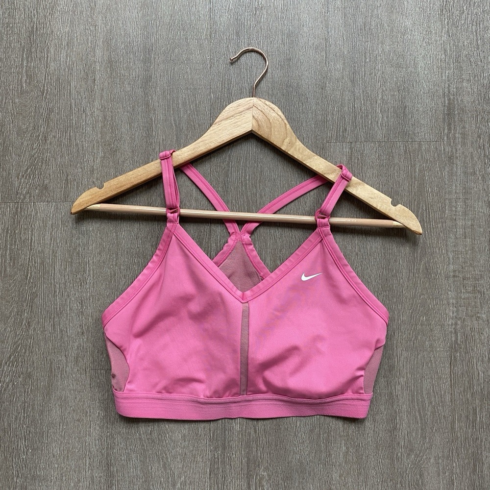 Nike Light Pink Dri-FIT Indy V-Neck Sports Bra Atheltic Women's Size XL Workout